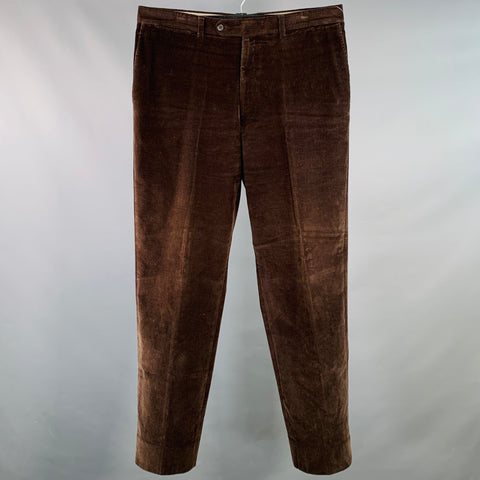 SAKS FIFTH AVENUE Size 36 Brown Corduroy Cotton Blend Tapered Casual Pants