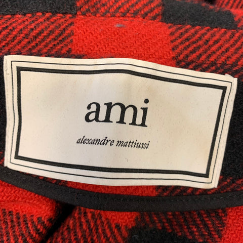 AMI by ALEXANDRE MATTIUSSI Size M Red Black Buffalo Plaid Wool Worker Jacket
