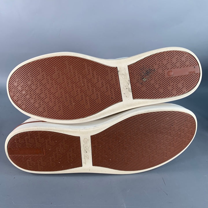 LORO PIANA Size 12 Newport Walk White Grey Nylon Suede Low Top Sneakers