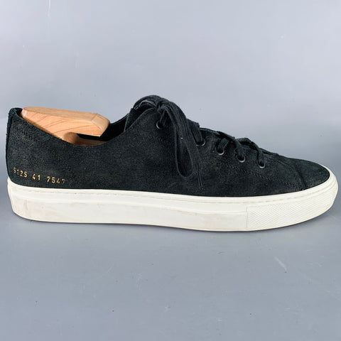 COMMON PROJECTS Size 8 Black Suede Low Top Sneakers
