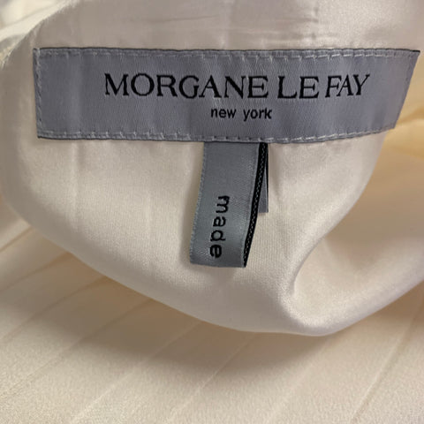 MORGANE LE FAY Size M Off White Ivory Silk Pleated Tent Knee-Length Dress