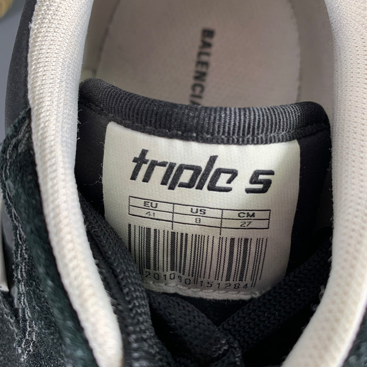 BALENCIAGA Size 8 Black Brown Mixed Fabrics Nylon Rubber Sole Sneakers