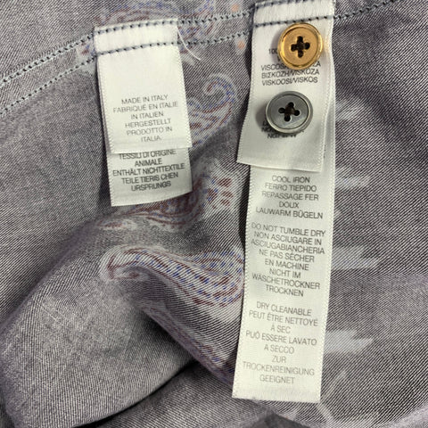 PAUL SMITH Size XL Black Taupe Print Cotton Spread Collar Long Sleeve Shirt