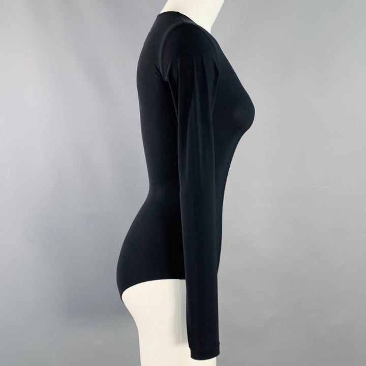 MAISON MARGIELA Size XS Black Polyamide Blend Studded Crew Neck Bodysuit
