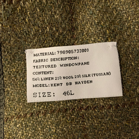 RALPH LAUREN Size 46 Green Brown Window Pane Wool Linen Silk Sport Coat