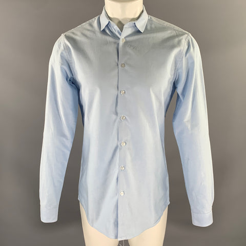 CUSTOM MADE Size M Light Blue Oxford Cotton Button Up Long Sleeve Shirt