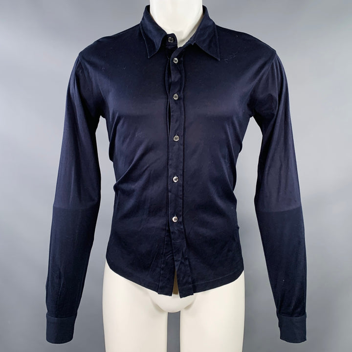 MIU MIU Size S Navy Cotton Pointed Collar Long Sleeve Shirt