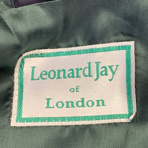 LEONARD JAY Size 38 Regular Blue Corduroy Cotton Notch Lapel Sport Coat