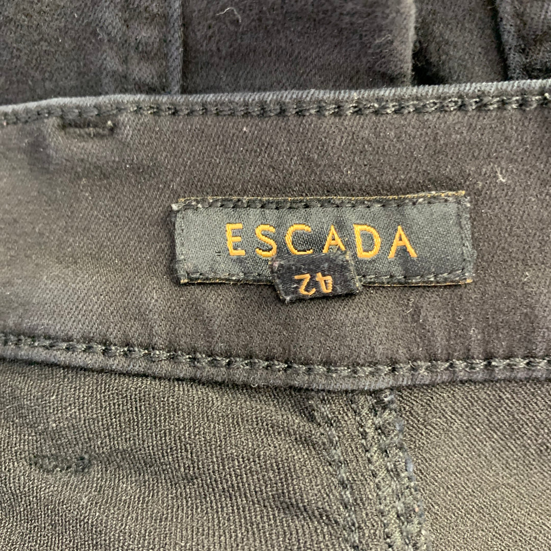 ESCADA Size 12 Black Cotton Blend 5 Pocket Jeans