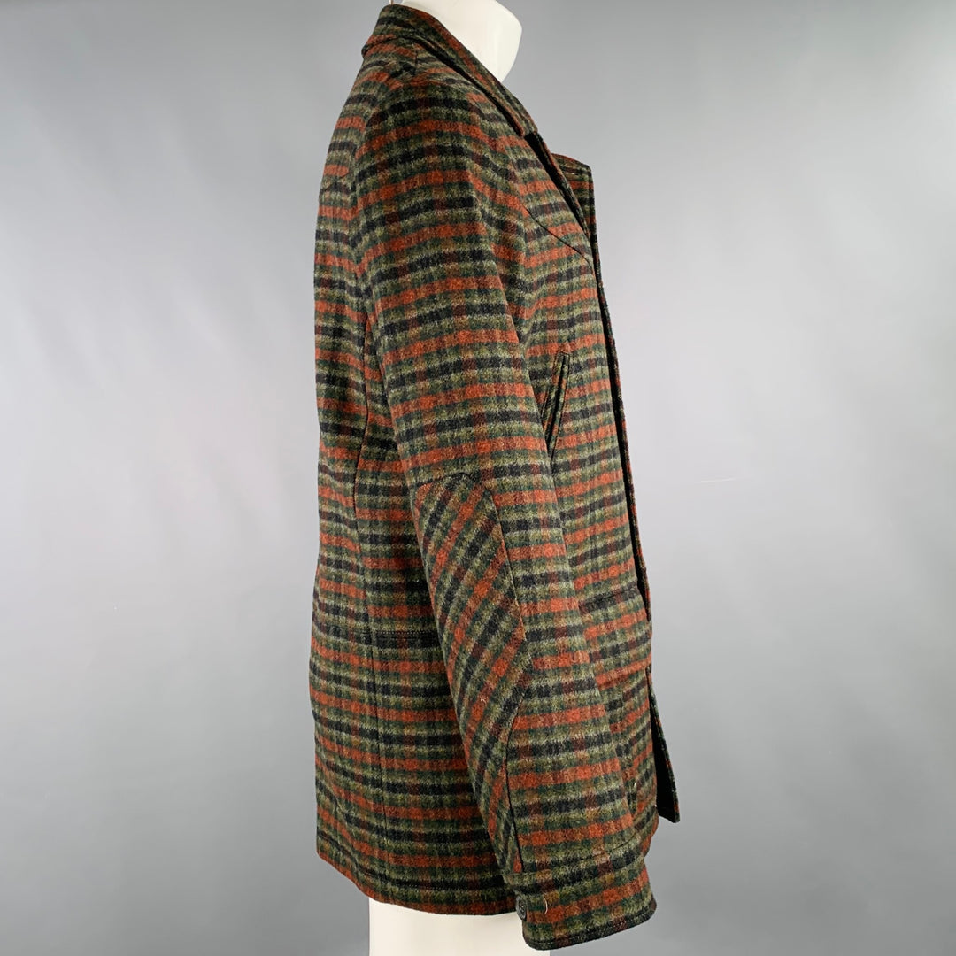 BILLY REID Size M Green Rust Checkered Single Breasted Coat