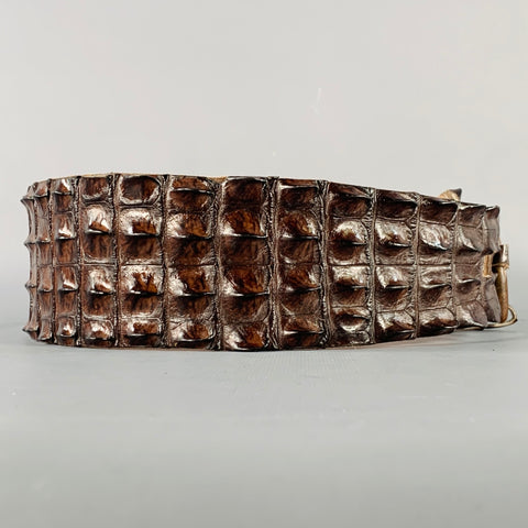 VINTAGE Brown Crocodile Leather Belt