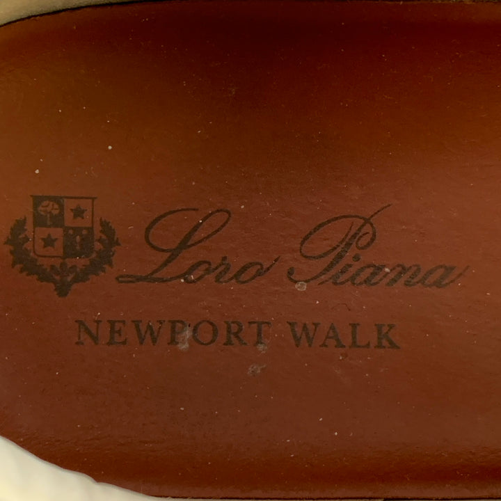LORO PIANA Size 12 Newport Walk White Grey Nylon Suede Low Top Sneakers