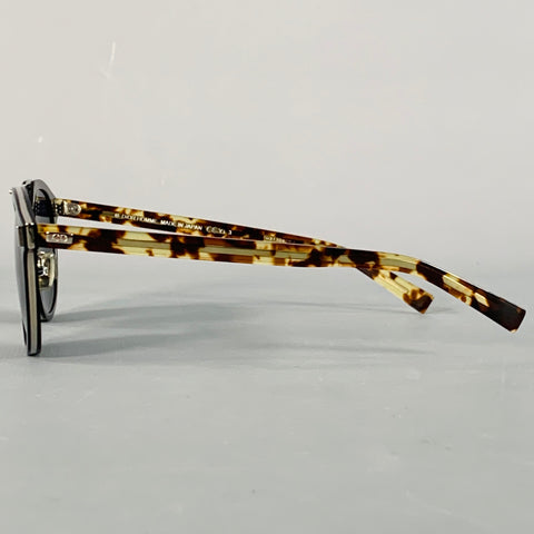 DIOR HOMME Black Tortoiseshell Acetate Aviator Sunglasses