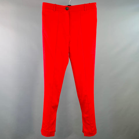 PETER DO Size S Red Viscose Blend Tapered Zip Fly Casual Pants