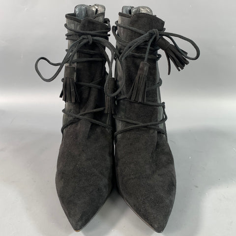 STUART WEITZMAN Size 9 Black Mesh Textured Suede Boots