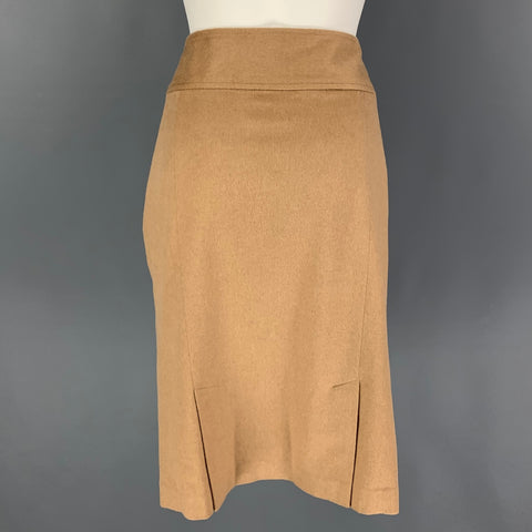 RALPH LAUREN Black Label Taille 12 Camel Baby Camel Hair Biker Jupe Costume