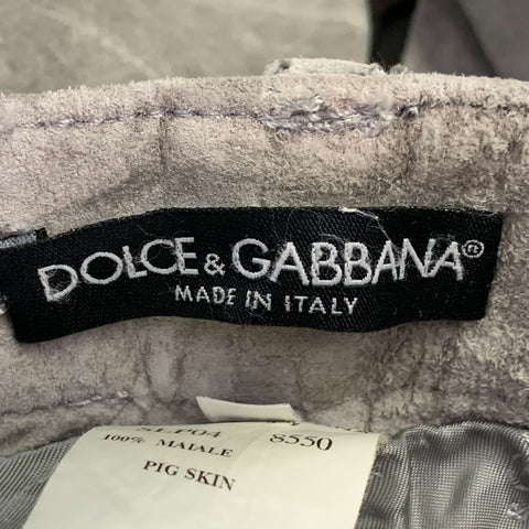 DOLCE & GABBANA Size 32 Grey Suede Five Pockets Straight Casual Pants