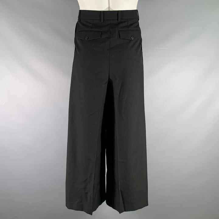 AMI by ALEXANDRE MATTIUSSI Size 30 Black Solid Wool Wide Leg Dress Pants