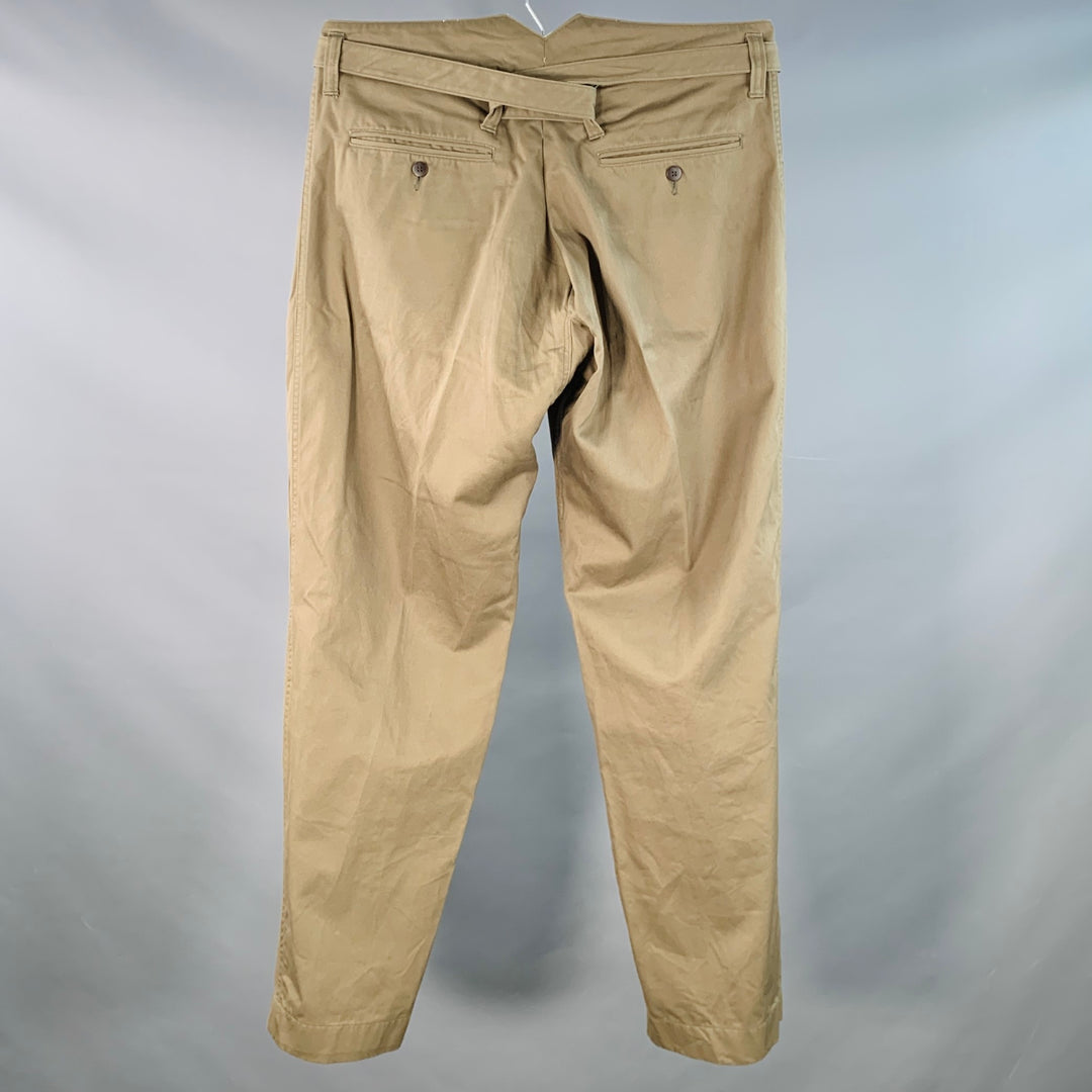 VISVIM Size L Hakama Chino Olive Cotton Pleated Belted Dress Pants
