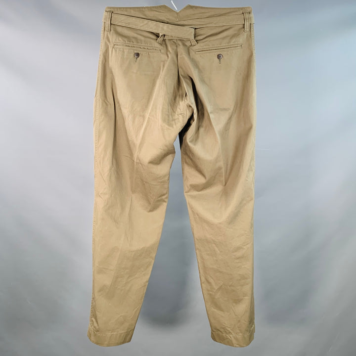 VISVIM Size L Hakama Chino Olive Cotton Pleated Belted Dress Pants