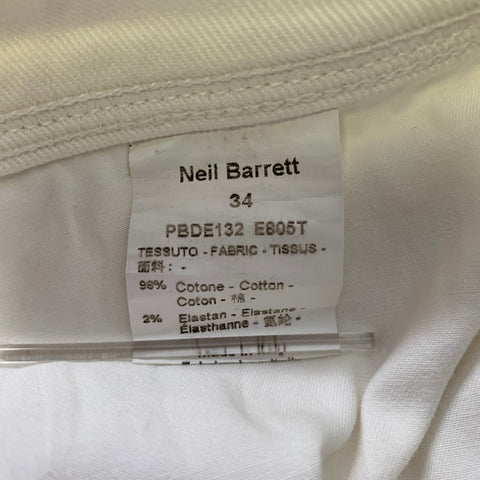 NEIL BARRETT Size 34 White Textured Cotton Blend Moto Racer Jeans