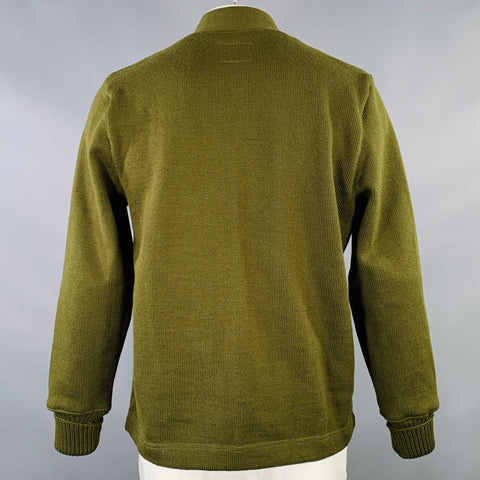 DEHEN 1920 Size XL Green Knit Wool Two Pockets Cardigan
