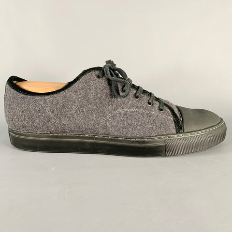 LANVIN Size 11 Grey Charcoal Fleece Low Top Sneakers