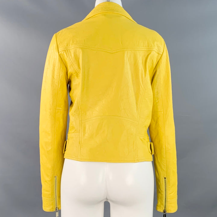 MICHAEL by MICHAEL KORS Size M Yellow Leather Lambskin Motorcycle Jacket