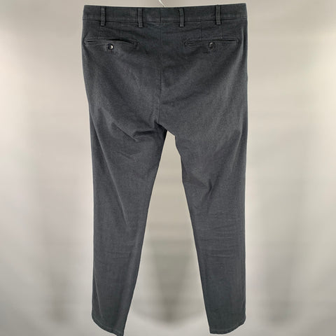 MEYER Size 34 Navy Herringbone Cotton Blend Casual Pants