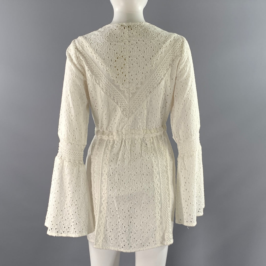 RAMY BROOK Size S White Cotton Leafs Cardigan