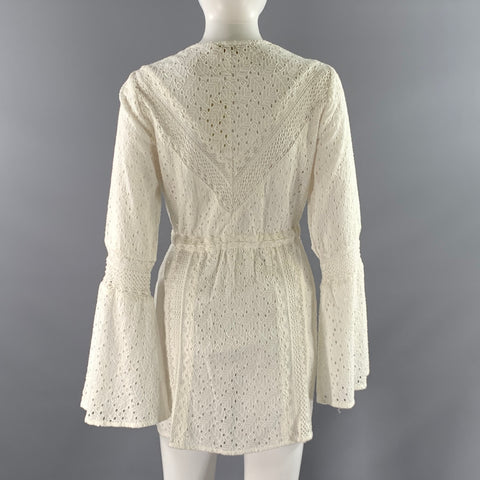 RAMY BROOK Size S White Cotton Leafs Cardigan