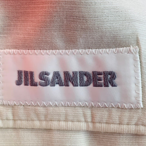 JIL SANDER Size 42 Pink White Textured Abstract Floral Cotton Blend Peak Lapel Sport Coat
