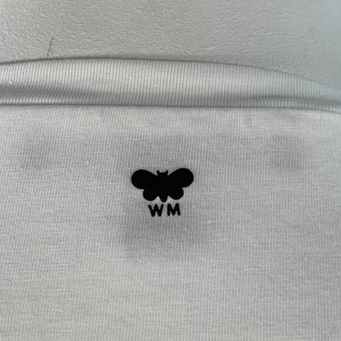 MAX MARA Size L White Cotton Jersey 3/4 Sleeves Crew Neck Pullover