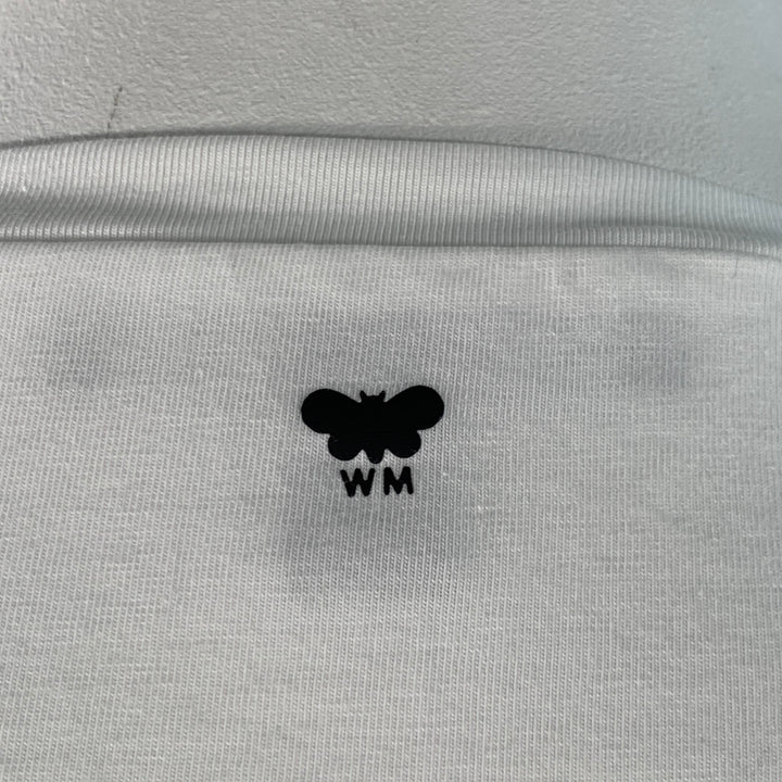 MAX MARA Size L White Cotton Jersey 3/4 Sleeves Crew Neck Pullover