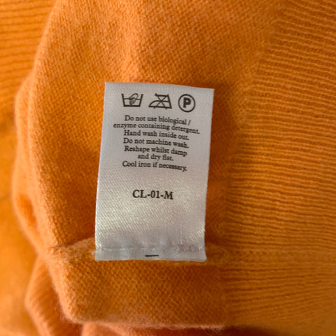 N.PEAL Size L Orange Knitted Cashmere V-Neck Sweater
