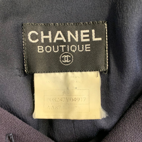 CHANEL Vintage 1996 Size 6 Navy Long Sleeve Below Knee Dress