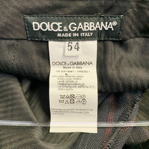 DOLCE & GABBANA Size 34 Black Burgundy Stripe Wool Flat Front Dress Pants