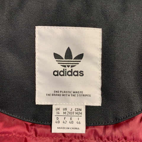 ADIDAS Size M Burgundy Multi Color Cotton Patchwork Zip Up Jacket