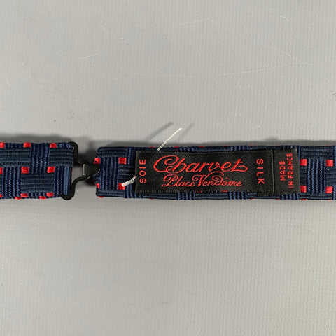 CHARVET Navy Red Woven Silk Bow Tie