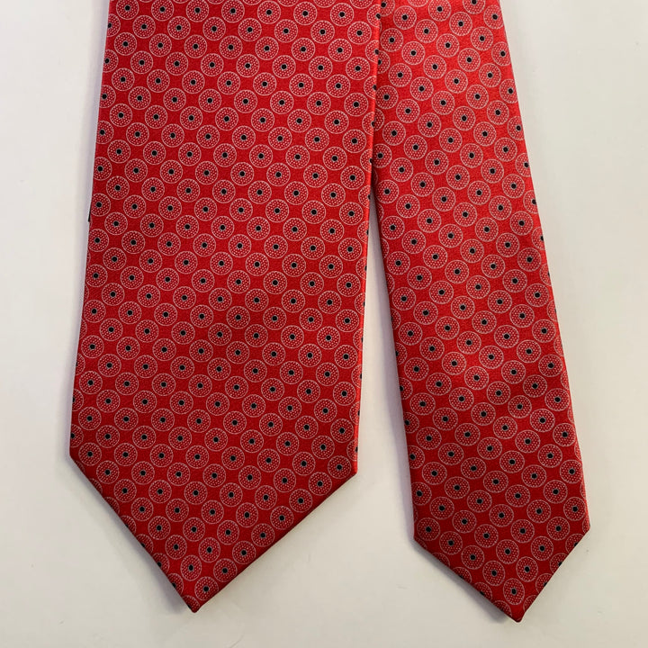DOLCEPUNTA  Red Grey Polka Dot Silk Tie
