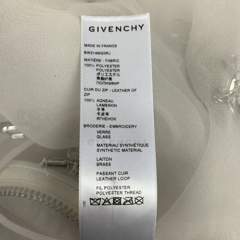 GIVENCHY SS 2021 Size 4 Cream Polyester Crystal Embellished Organza Shift Dress