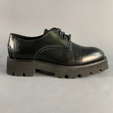 PAUL SMITH Size 8 Black Leather Platform Laces