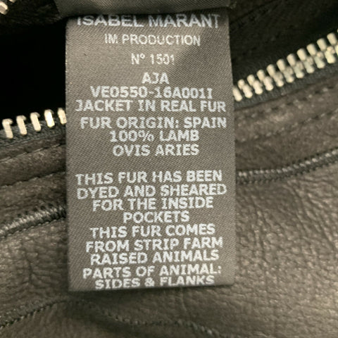 ISABEL MARANT Taille 6 Veste réversible en peau de mouton en cuir noir
