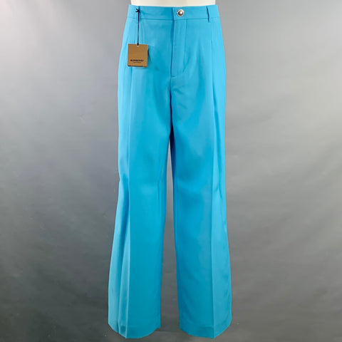 BURBERRY Size 38 Aqua Wool Peak Lapel Double Breasted Suit