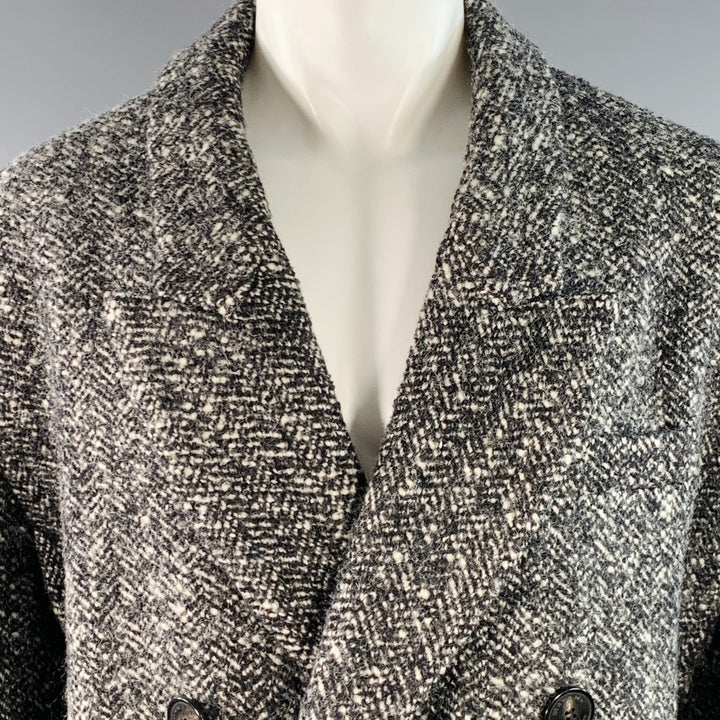 ISABEL MARANT Size 40 Denton Black White Herringbone Tweed Wool Blend Coat