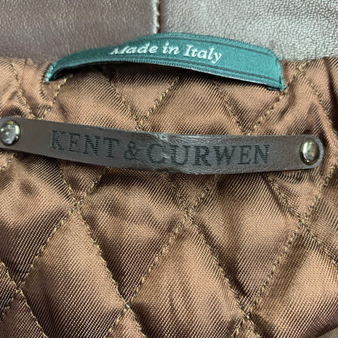 KENT & CURWEN Size M Brown Lambskin Leather Zip Up Jacket