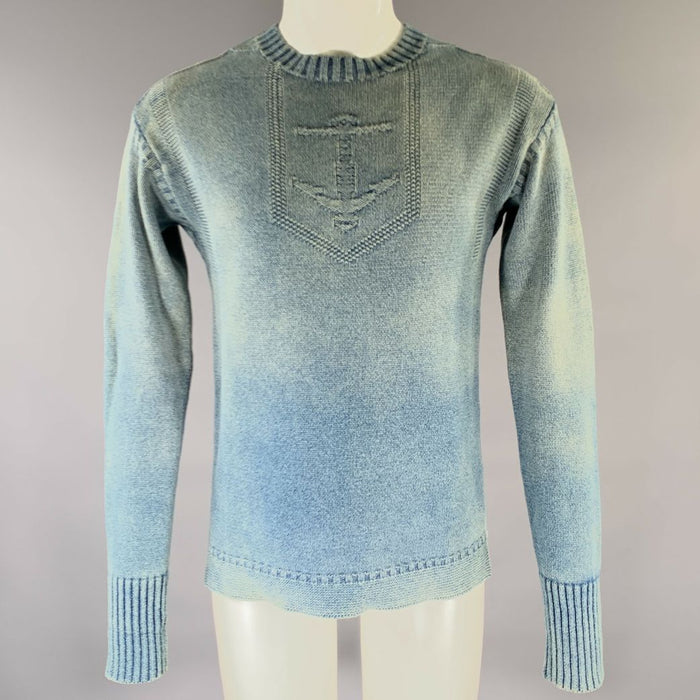 RRL by RALPH LAUREN Size S Blue Knitted Cotton Ribbed Sweater