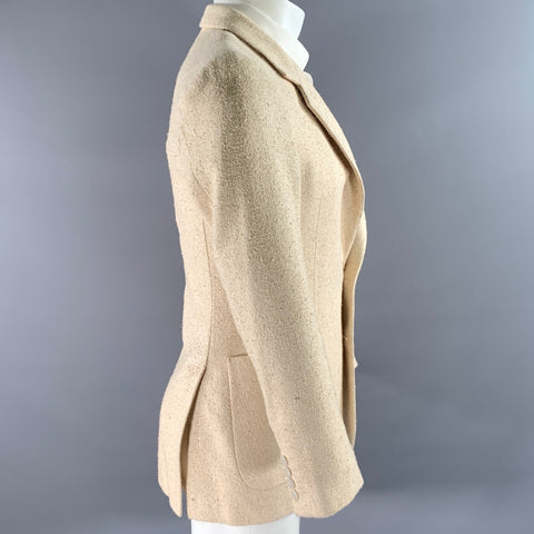 YVES SAINT LAURENT Size 38 Cream Tweed Wool Blend Sport Coat