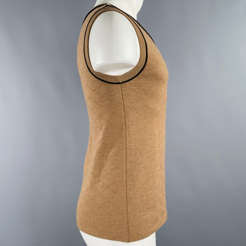 ERNEST W. BAKER Size S Brown Tan Knit Merino Wool Scoop Neck Vest