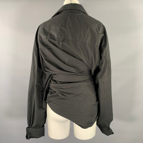 BALENCIAGA Size M Black Cotton Wrap Shirt